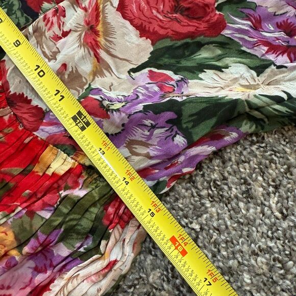 Vintage Bila Red Black Maxi Dress Medium Boho Paisley Floral Button Down - Picture 6 of 7